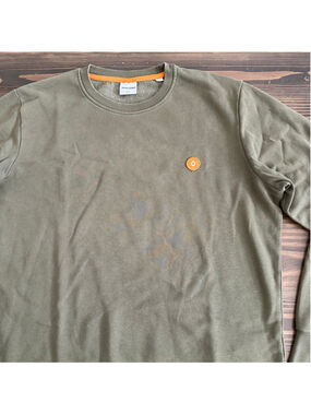 JACK & JONES Core Sweatshirt Mens M Olive Green Orange Crewneck
